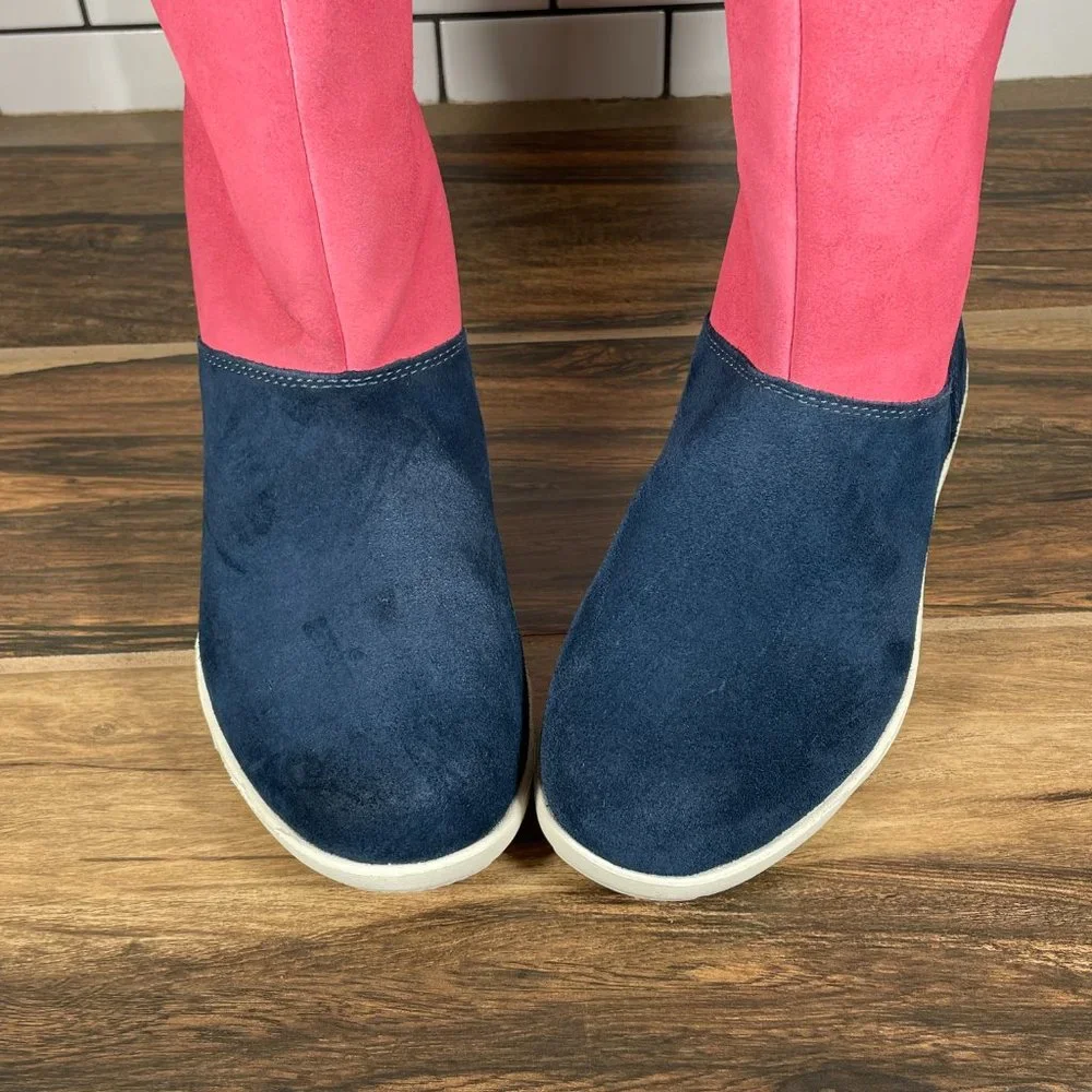 CROCS Adela Foldover Fuzz Women's Size 7 Shoes Multicolor Suede Faux Fur Bootie
